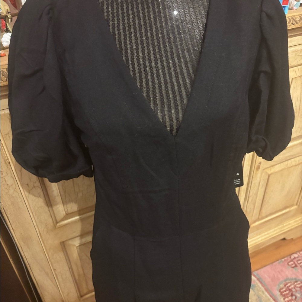 Elegant Black Puff Sleeve Romper